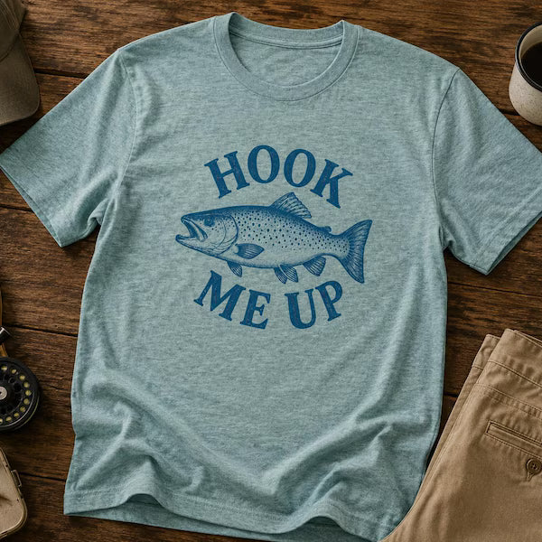 Hook Me Up Öring T-shirt – Vintage Öringsgrafik – Present till Fiskare och Sportfiskare