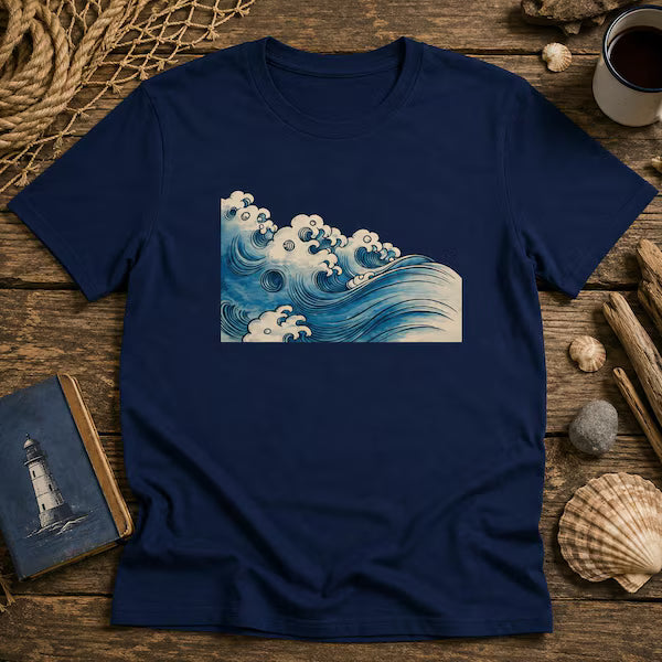 Japansk Våg T-shirt – Den Stora Vågen vid Kanagawa Grafisk Tröja – Unisex Konstälskare Skjorta – Japansk Estetik