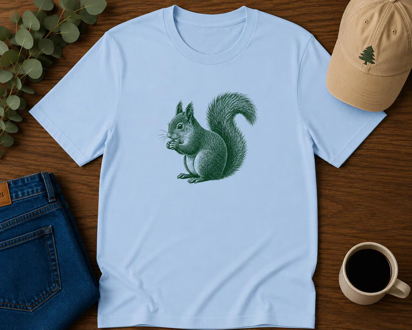 Nordisk Ekorre – T-shirt med handritad illustration