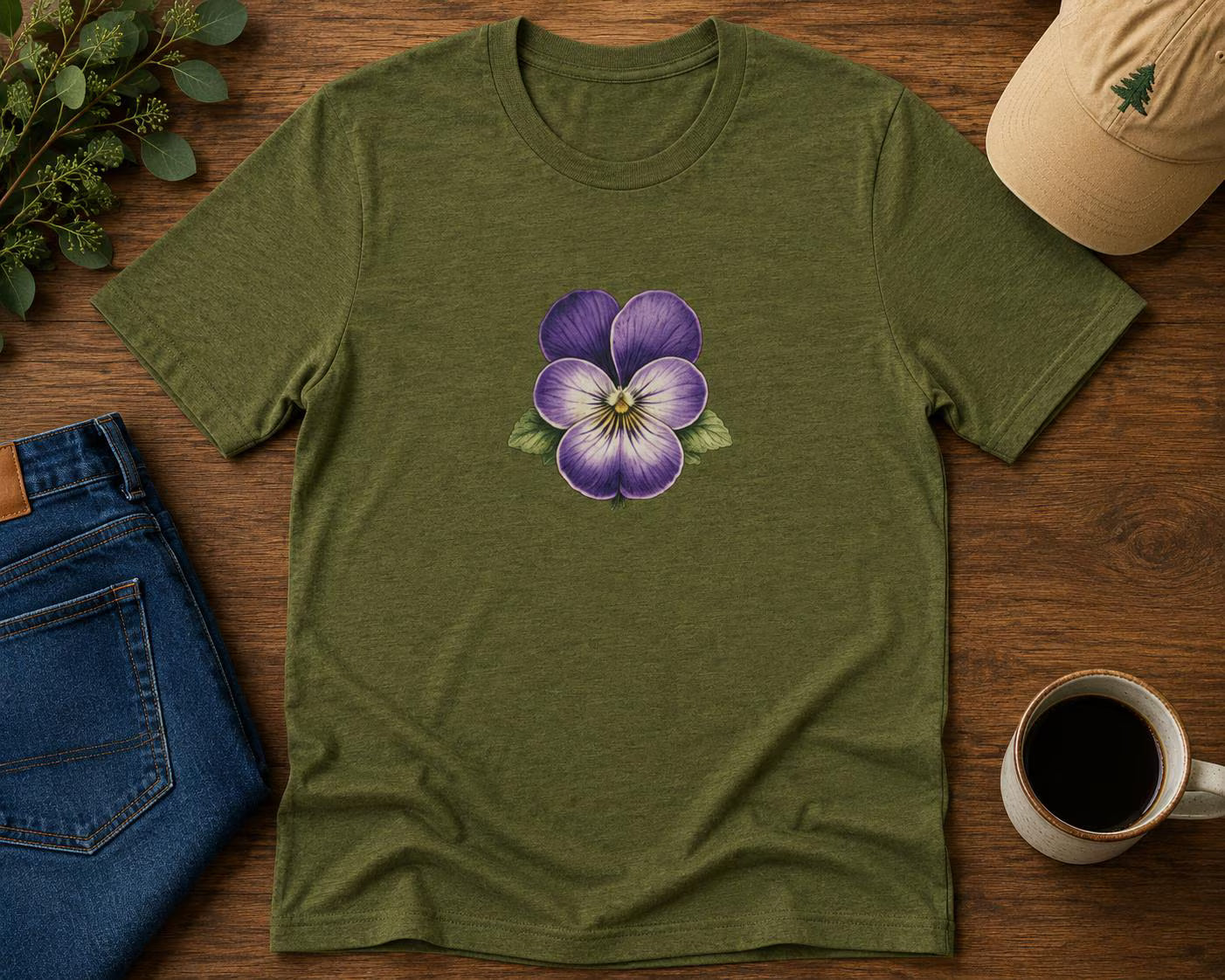 ViolBlomma T-shirt | Botaniskt-shirt | Skandinavisk Vildblomma