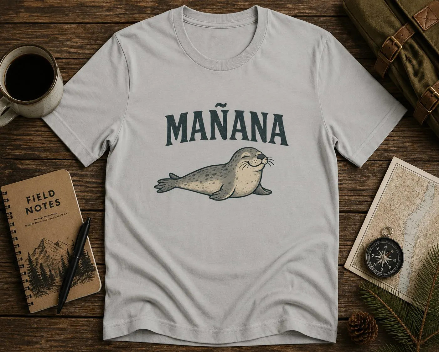 MAÑANA Säl T-shirt – Skandinavisk Djurillustration | Rolig Nordisk T-shirt