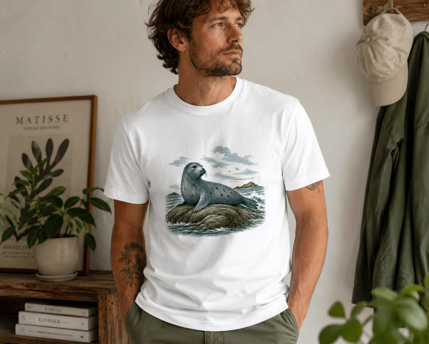 Nordisk Säl – T-shirt i etsningsstil