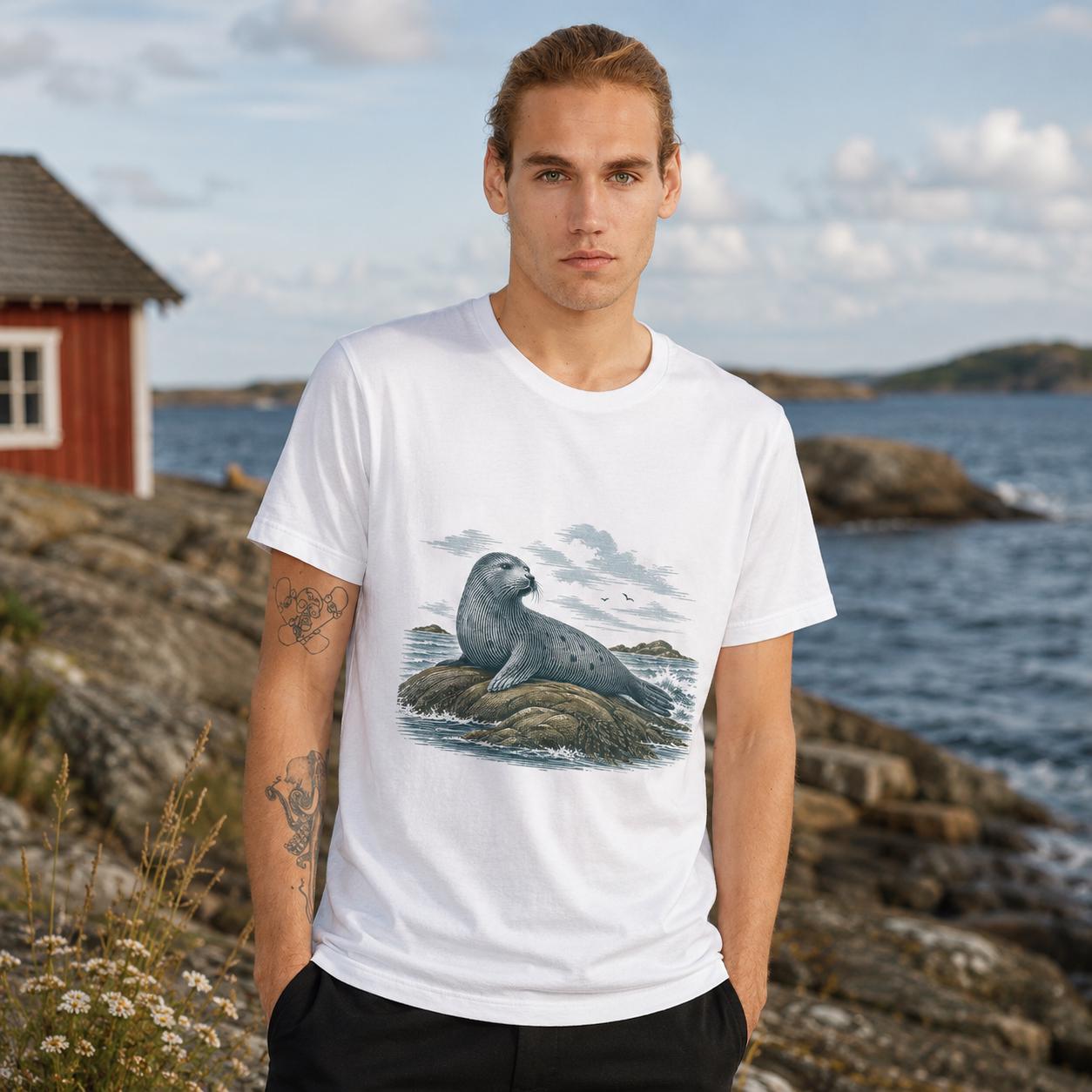 Nordisk Säl – T-shirt i etsningsstil