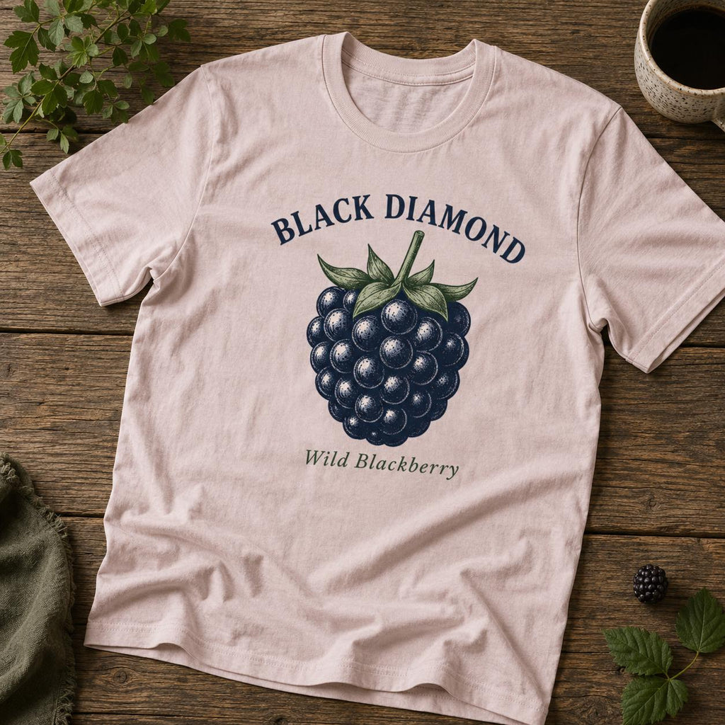 Björnbär T-shirt – Svart Diamant Grafisk Tröja – Unisex Fruktälskare Present – Mjuk Bomull – Botanisk Illustration