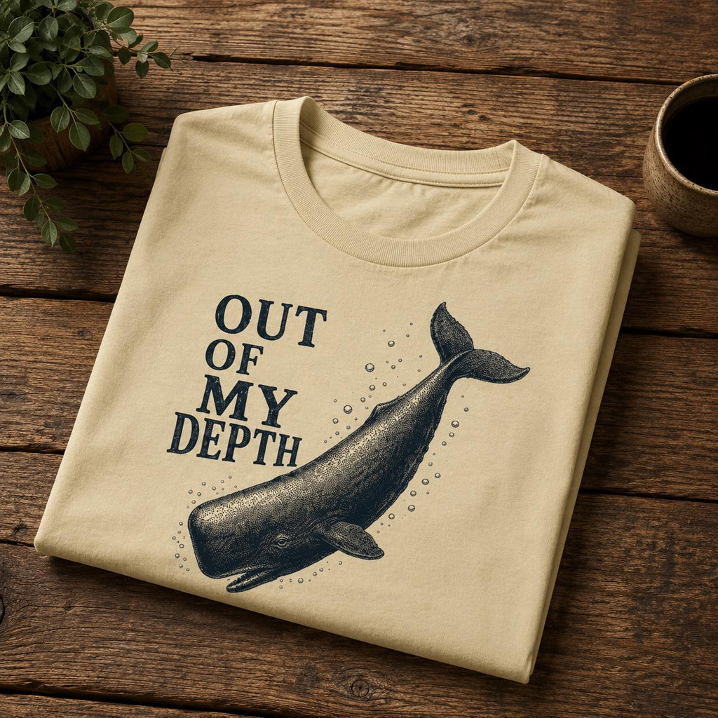 'Out of My Depth' Kaskelot T-shirt | Rolig Havsliv-grafik | Present till Havälskare