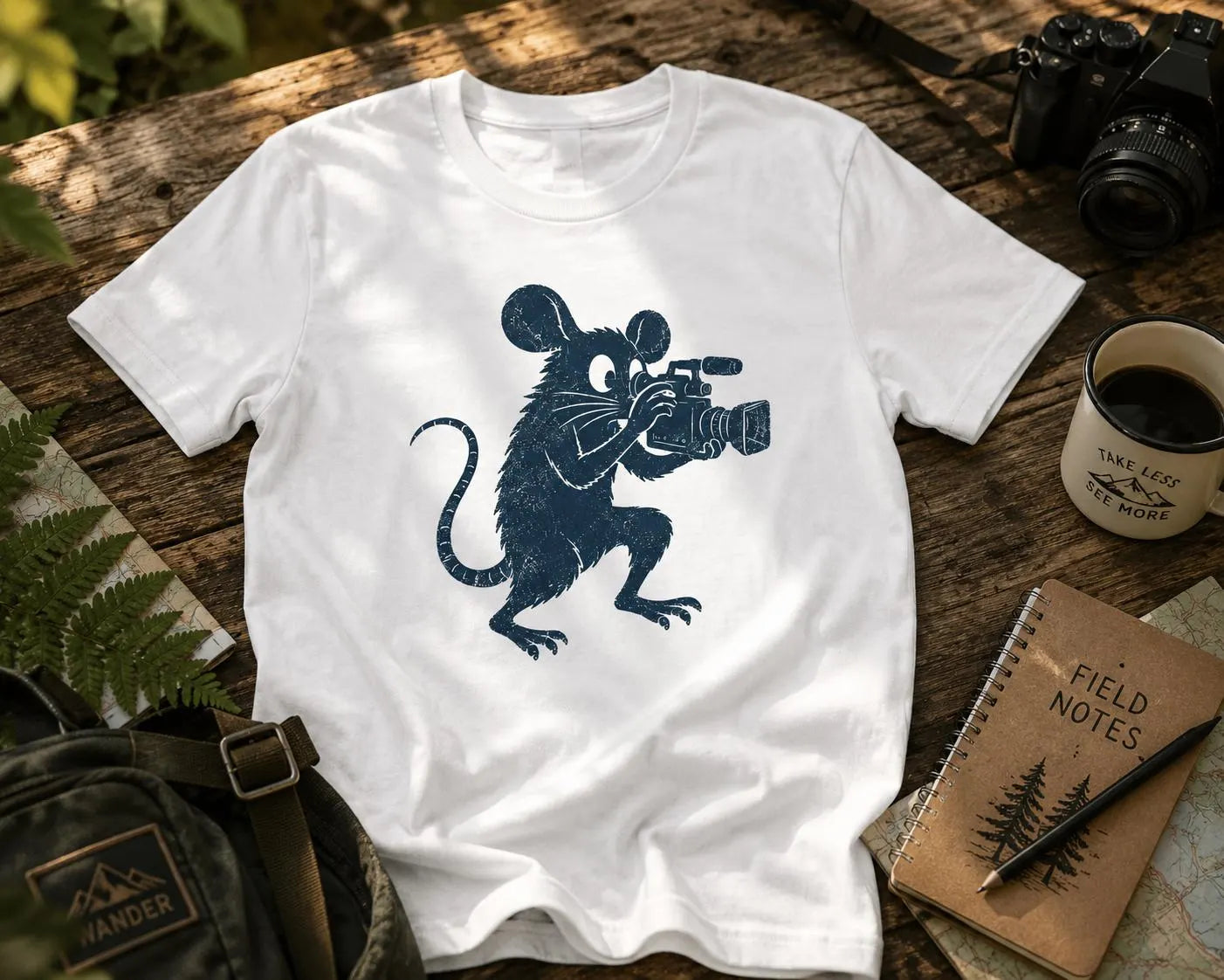 Råtta regissör t-shirt | Rolig dokumentärfilmare present | Filmteam grafisk t-shirt | Indie-bio älskare t-shirt | Söt råtta grafik | Unisex kläder
